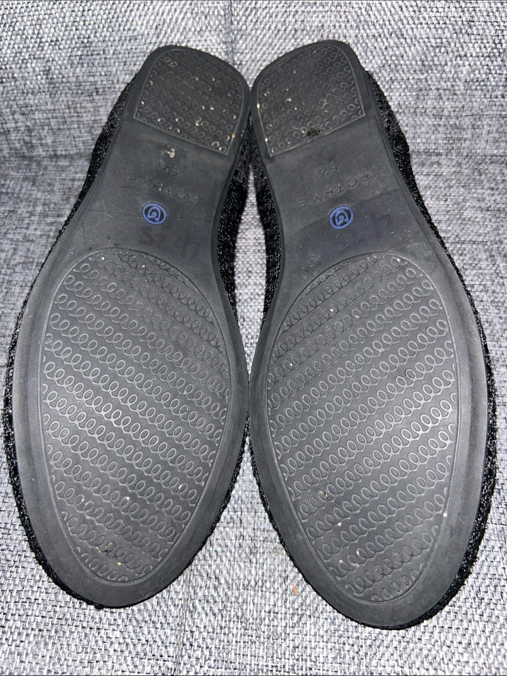 Rothy's Black Knit Slip-On Flats with Blue Accent - Picture 7 of 8
